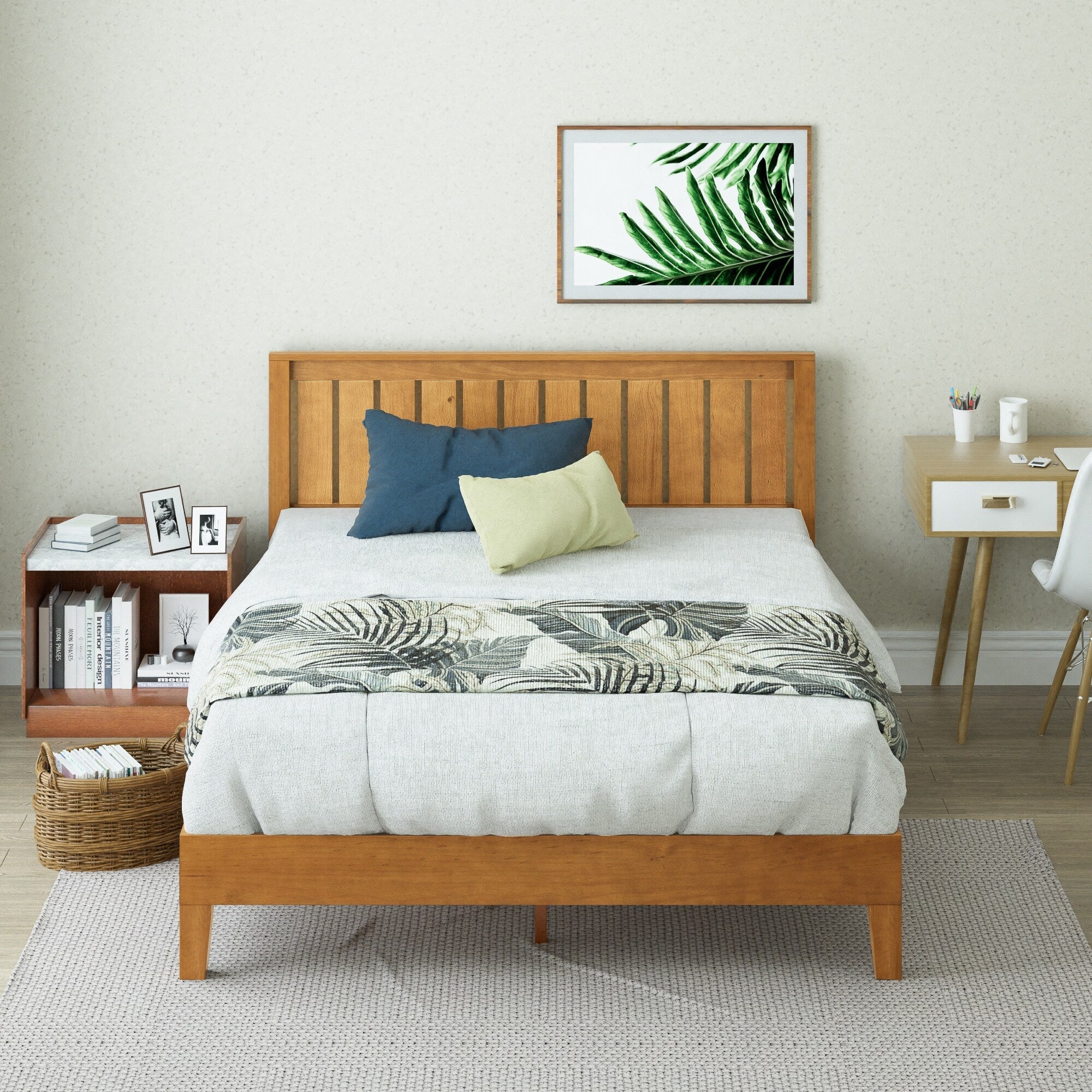 Priage by ZINUS Rustic Pine Deluxe Wood Platform Bed Frame