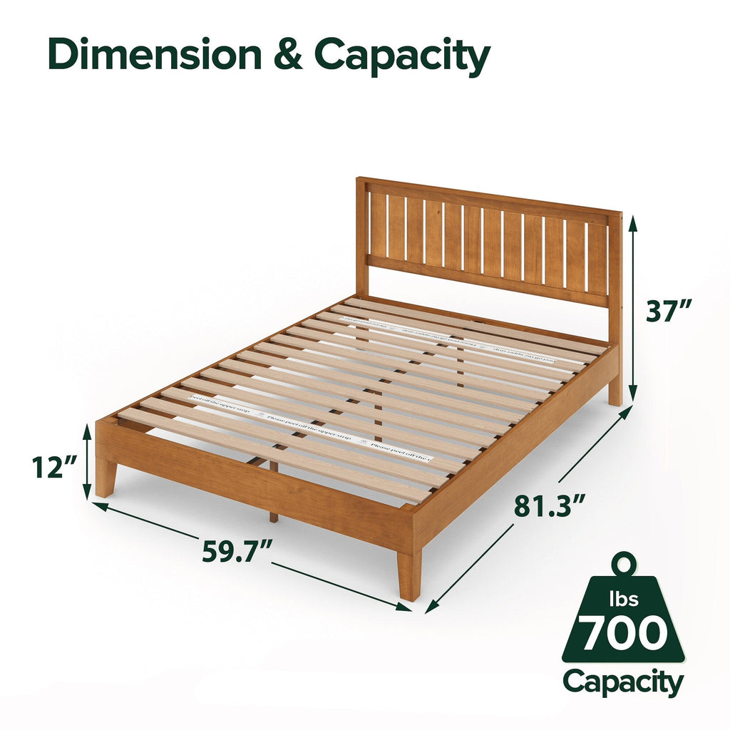 Priage by ZINUS Rustic Pine Deluxe Wood Platform Bed Frame