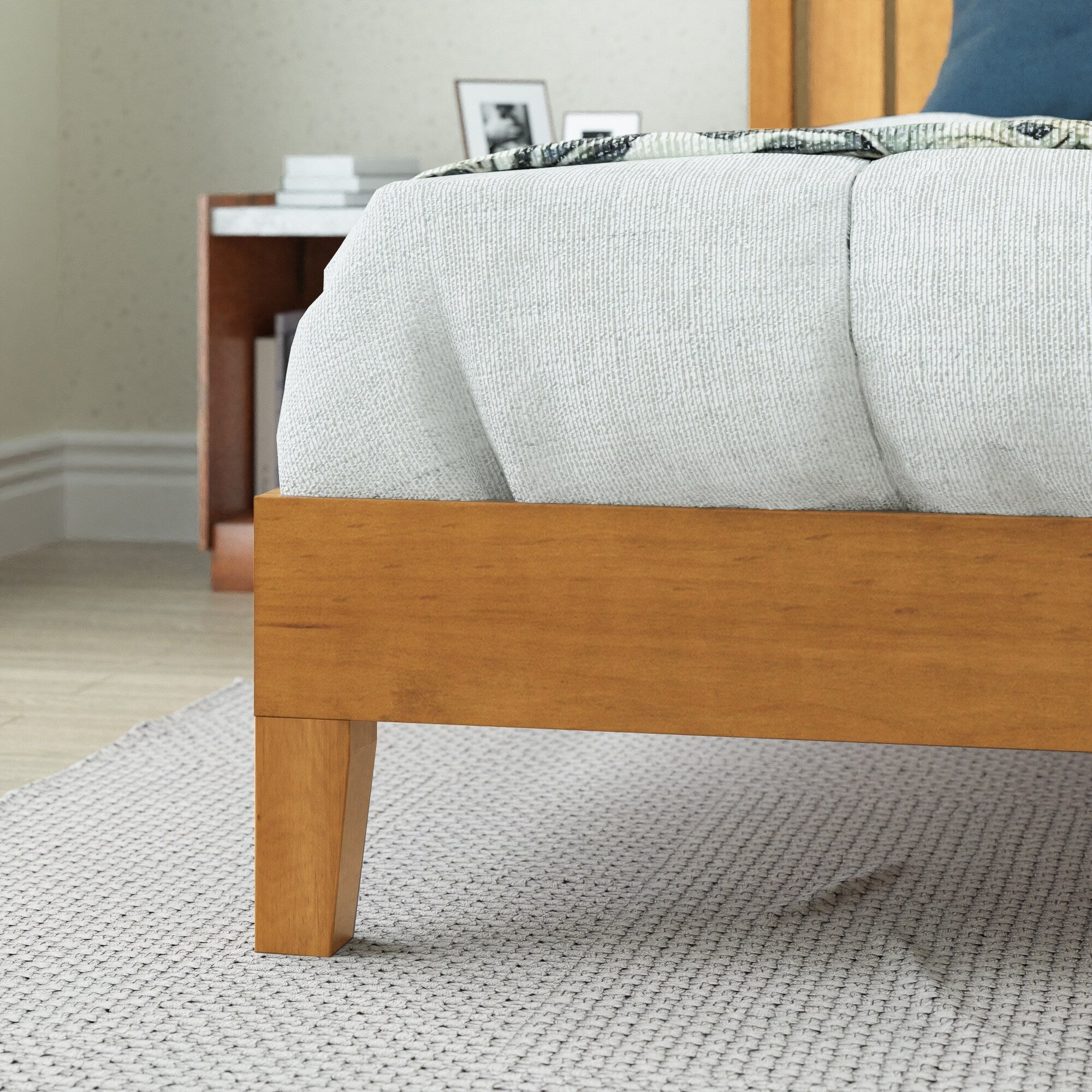 Priage by ZINUS Rustic Pine Deluxe Wood Platform Bed Frame