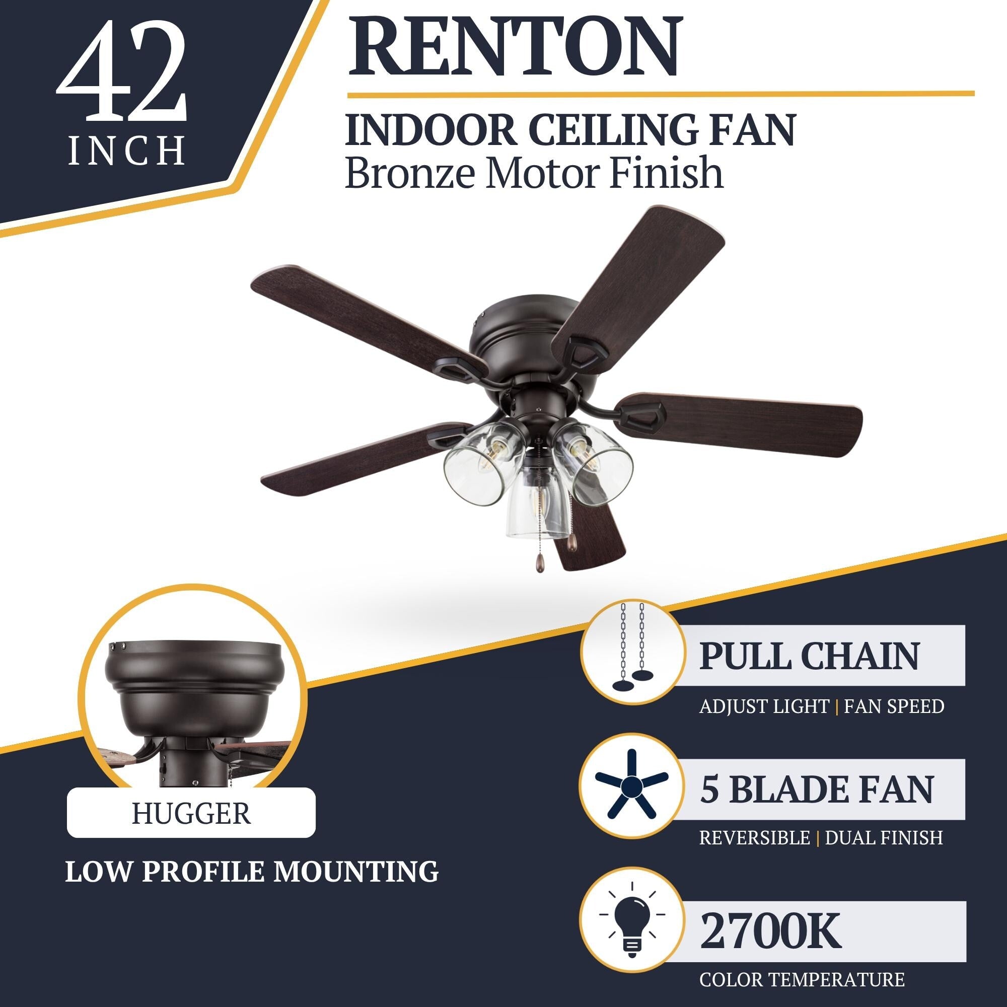 Prominence Home Renton Traditional Farmhouse Indoor Ceiling Fan