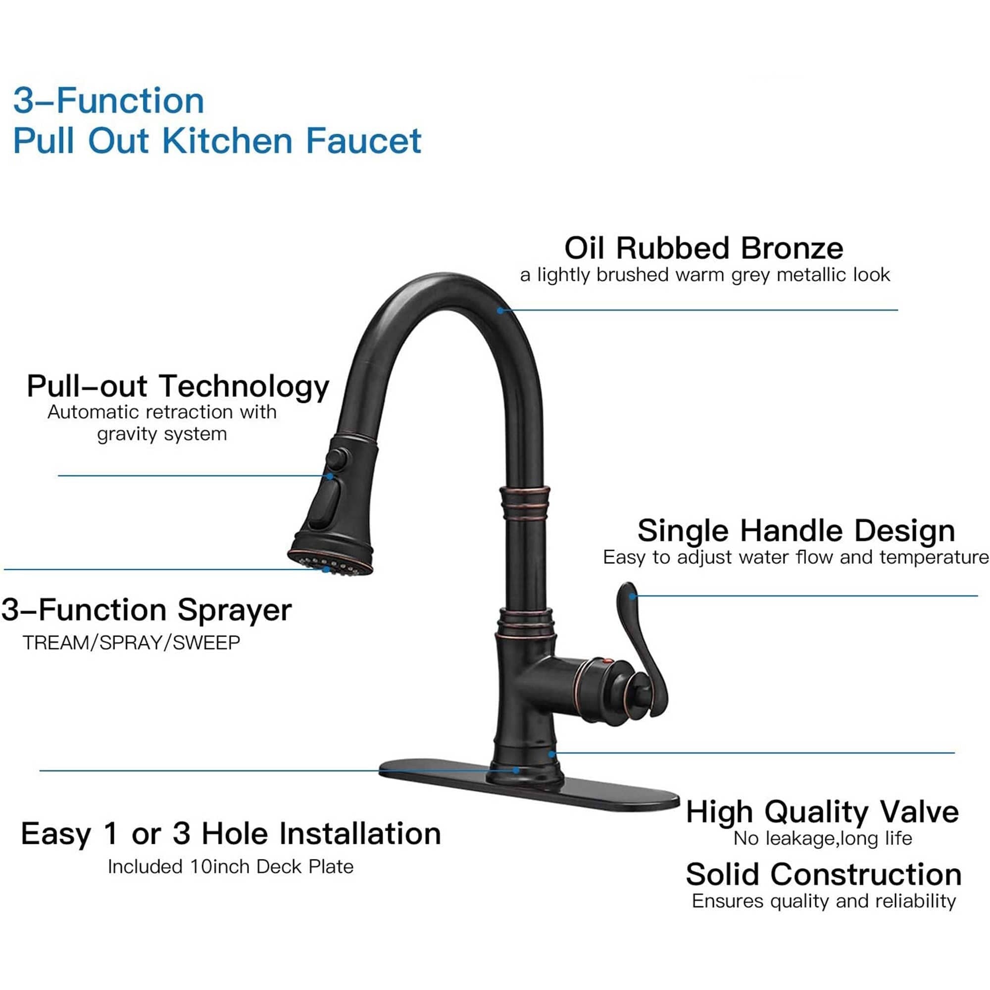 Pull Down Kitchen Faucet Single Handle Modern One Hole Kitchen Sink Faucets With Pull Down Sprayer Basin Tap With Deck Plate
