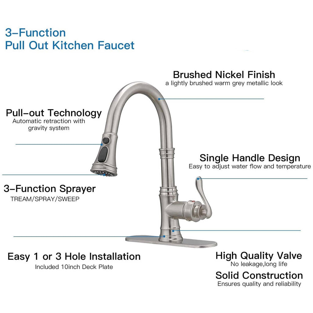 Pull Down Kitchen Faucet Single Handle Modern One Hole Kitchen Sink Faucets With Pull Down Sprayer Basin Tap With Deck Plate