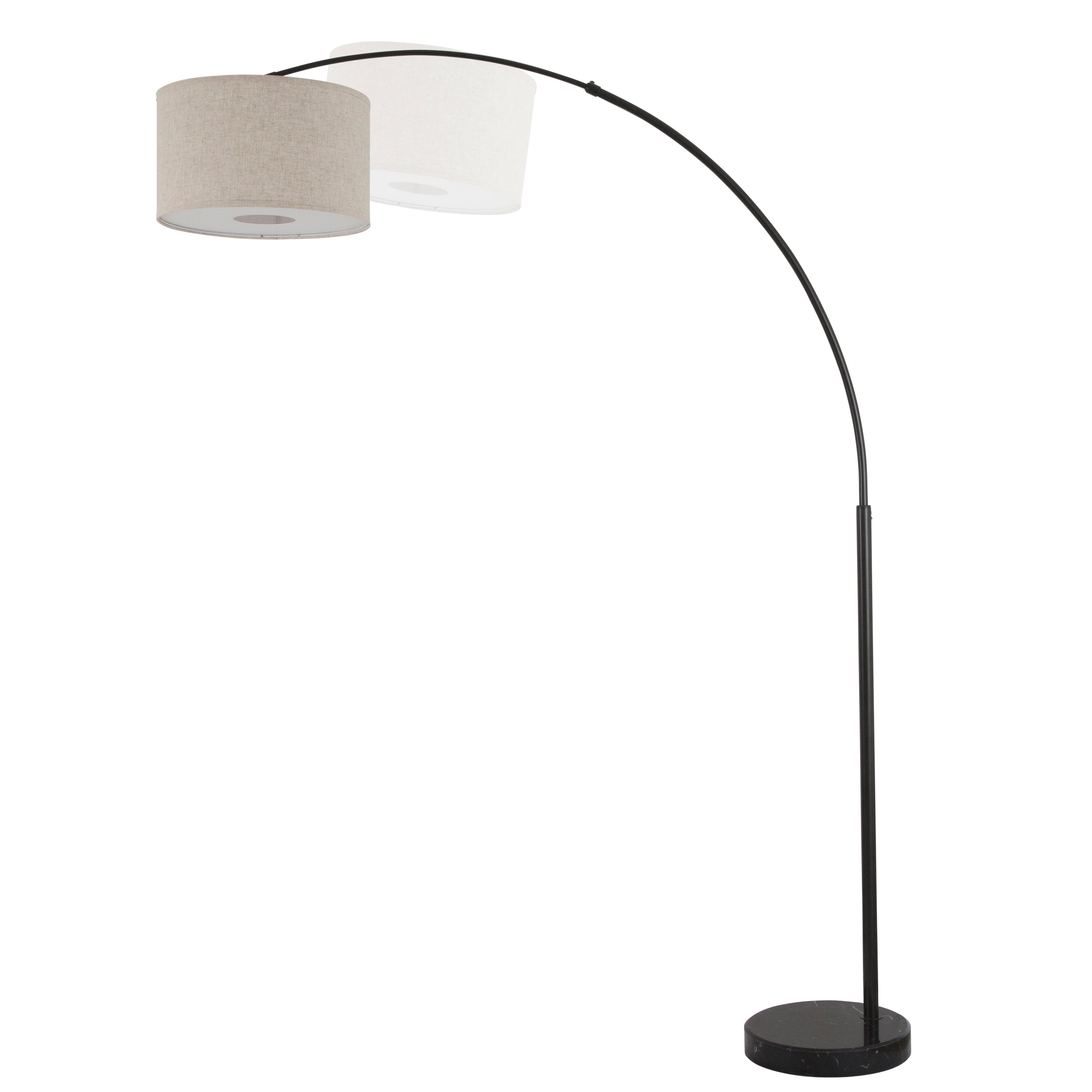 Q-Max 81 Steel Adjustable Arching Floor Lamp With Extra Large Shade and Marble Base