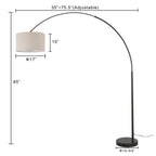 Q-Max 81 Steel Adjustable Arching Floor Lamp With Extra Large Shade and Marble Base