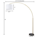 Q-Max 81 Steel Adjustable Arching Floor Lamp With Extra Large Shade and Marble Base