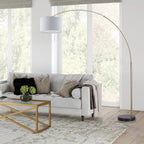 Q-Max 81 Steel Adjustable Arching Floor Lamp With Extra Large Shade and Marble Base