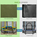 Qaba 4.6' Kids Trampoline with Basketball Hoop, Horizontal Bar, 55 Indoor Trampoline with Net