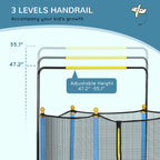 Qaba 4.6' Kids Trampoline with Basketball Hoop, Horizontal Bar, 55 Indoor Trampoline with Net