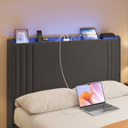 Queen/ Full Vertical Channels Upholstered Bed with Wingback Headboard