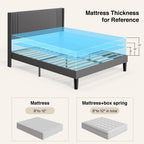 Queen/ Full Vertical Channels Upholstered Bed with Wingback Headboard