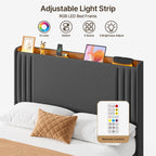 Queen/ Full Vertical Channels Upholstered Bed with Wingback Headboard