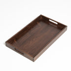KINWELL Rectangle Black Walnut Wood Serving Tray Ottoman Tray