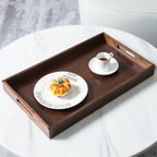KINWELL Rectangle Black Walnut Wood Serving Tray Ottoman Tray