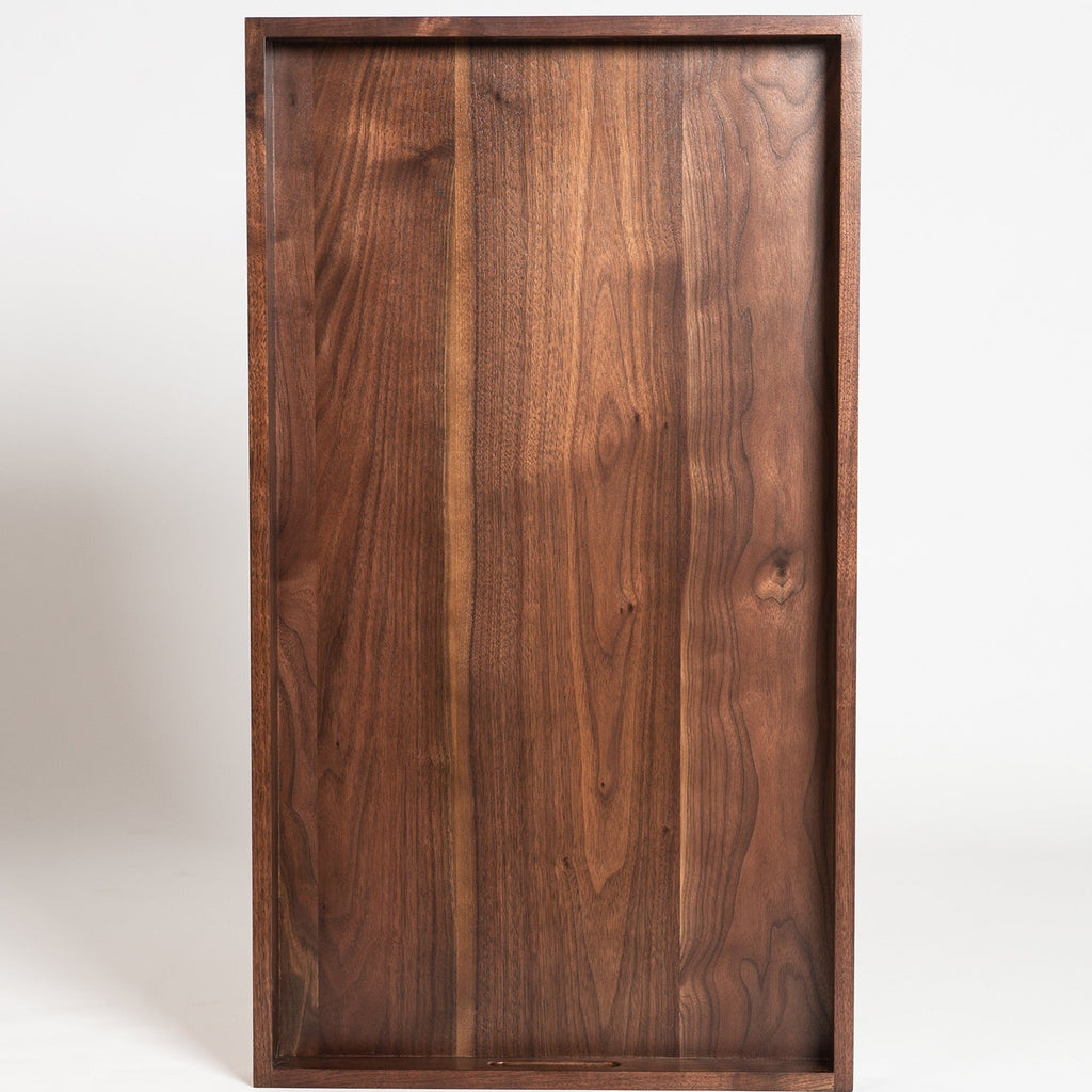 KINWELL Rectangle Black Walnut Wood Serving Tray Ottoman Tray