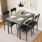Rectangular Dining Table Set for 4 with Upholstered Chairs