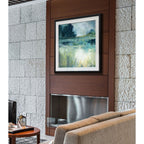 Reflections Edge -Custom Framed Print - blue, white, grey, yellow, green, silver, gold