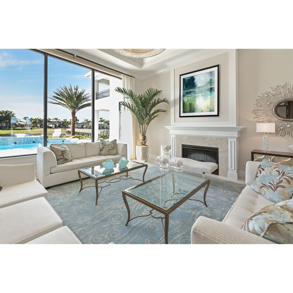 Reflections Edge -Custom Framed Print - blue, white, grey, yellow, green, silver, gold