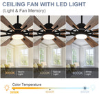 Remote Ceiling fan with Lights Large 8 Wooden Blades