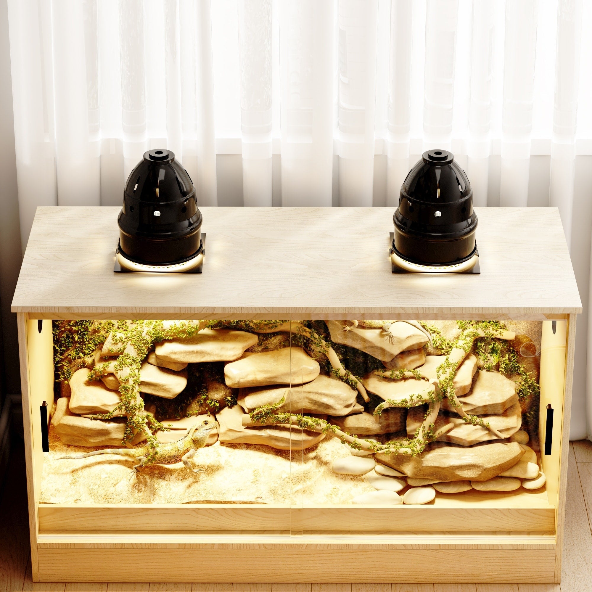 Reptile Habitat -Spacious Terrarium for Lizards, Snakes & More - 47.2