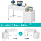 Reversible Computer Desk with 5 Drawers, Home Office Desk with File Cabinet Drawer Printer Stand