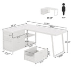 Reversible L Shaped Desk With File Drawers, Corner Computer Desk