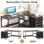 Reversible L-Shaped Office Desk Computer Desk Sturdy Writing Table Workstation