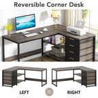Reversible L-Shaped Office Desk Computer Desk Sturdy Writing Table Workstation