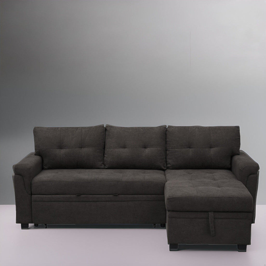 Reversible Sectional Sofa with Pull-Out Sleeper Bed, Hidden Storage Chaise, Durable Legs,