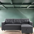 Reversible Sectional Sofa with Pull-Out Sleeper Bed, Hidden Storage Chaise, Durable Legs,