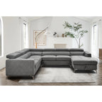 Roomfitters 122 Oversized Sectional Sofa Couch with Chaise Storage, Contemporary U-Shaped 7-Seater Sofa