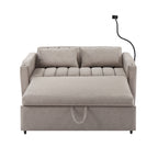 Roomfitters Convertible Loveseat Sofa Bed with USB Ports, Side Pockets, Cup Holders, and Swivel Phone Holder for Living Room