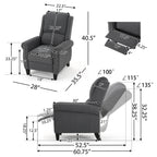 Roomfitters Ultimate Comfort PU Leather Pushback Recliner, Luxurious Recliner Chair for Living Room or Bedroom