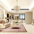 Round Beaded Drum Chandelier with Hanging Crystals