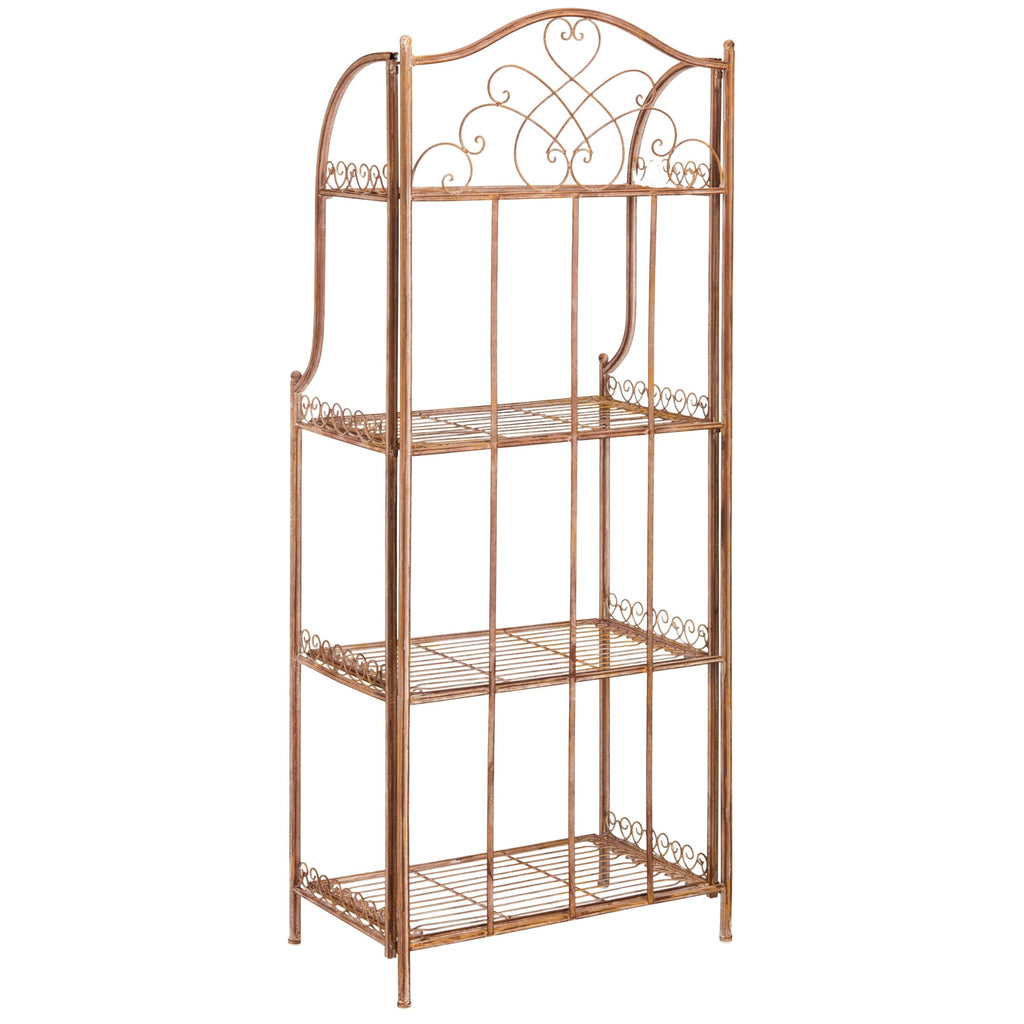 SAFAVIEH Bryn Victorian Wrought Iron 4-Tier Outdoor Bakers Rack - 25 In. W x 15 In. D x 63 In. H - 25W x 15D x 63H