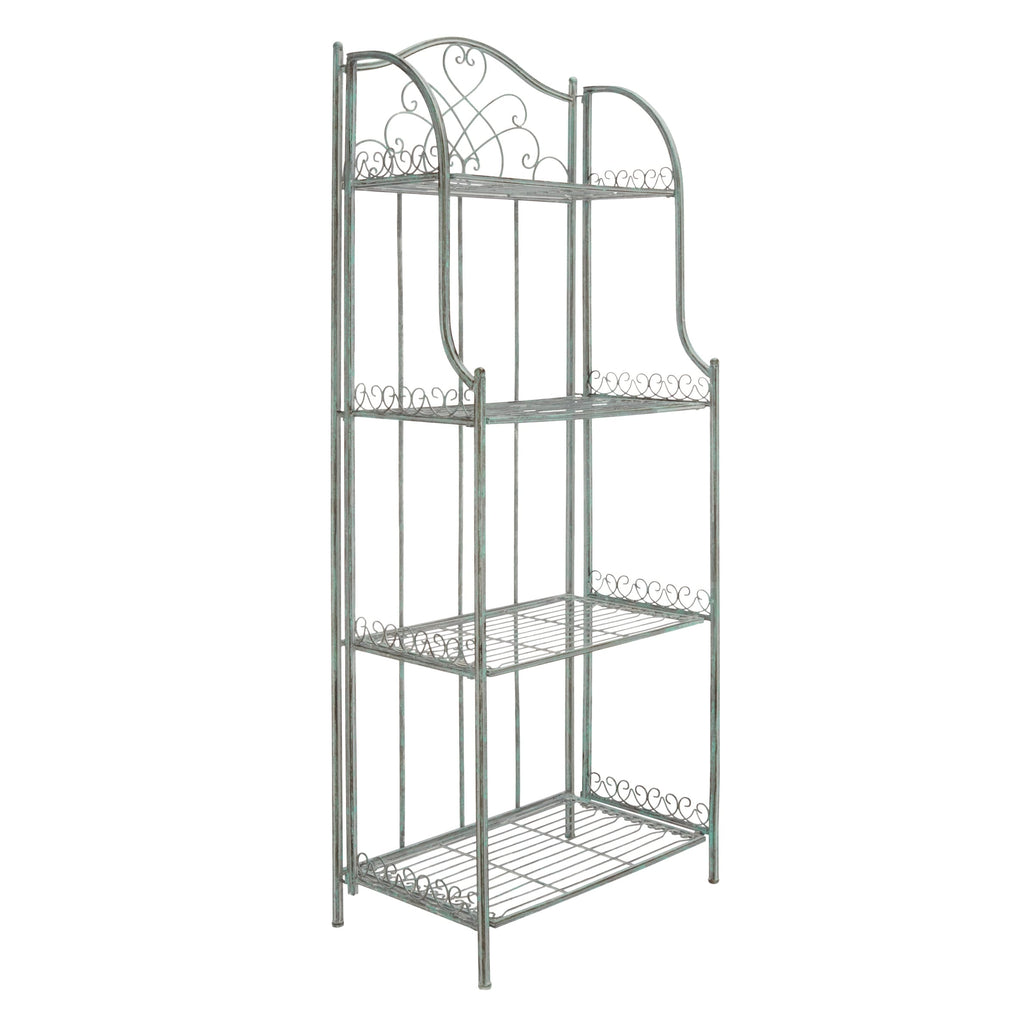 SAFAVIEH Bryn Victorian Wrought Iron 4-Tier Outdoor Bakers Rack - 25 In. W x 15 In. D x 63 In. H - 25W x 15D x 63H