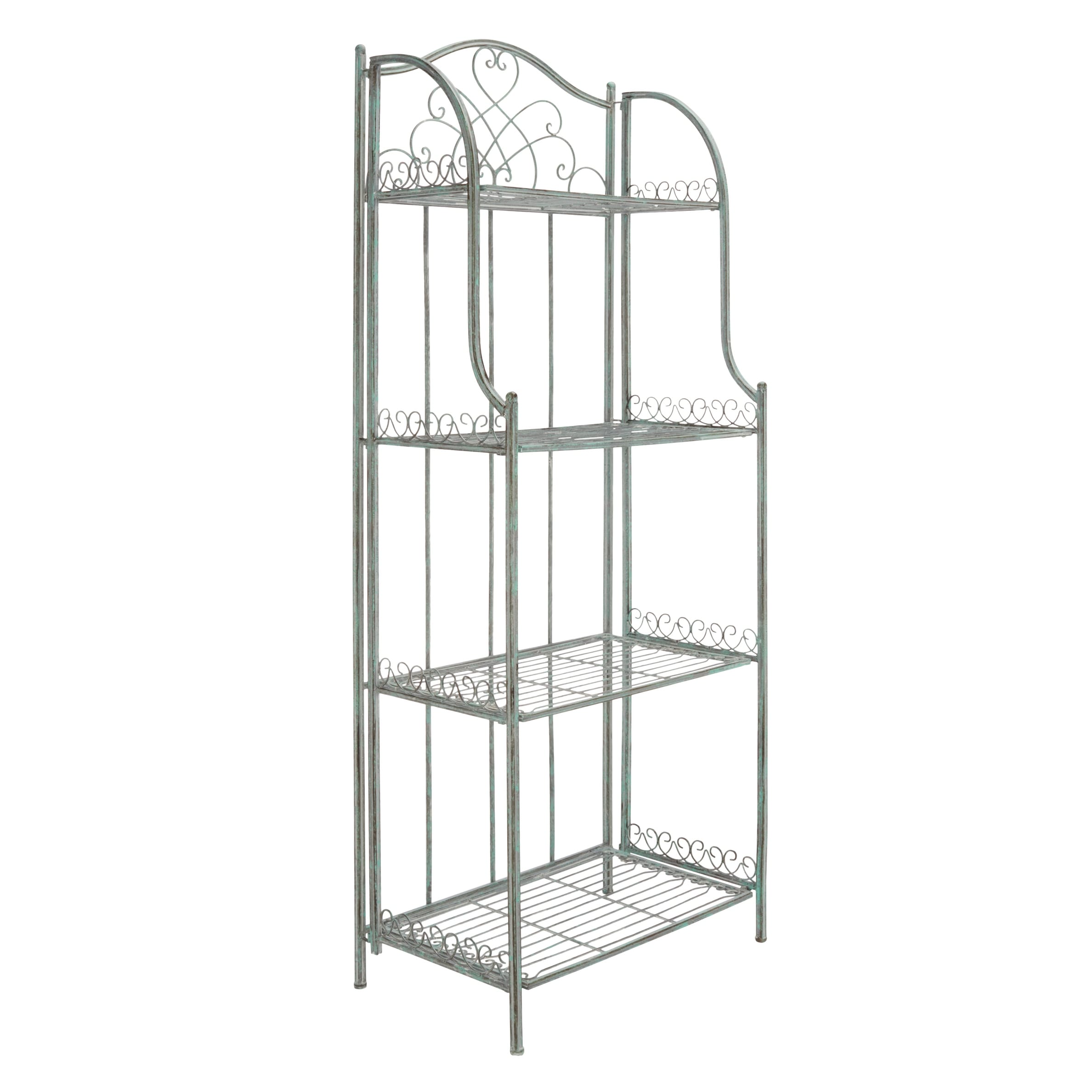 SAFAVIEH Bryn Victorian Wrought Iron 4-Tier Outdoor Bakers Rack - 25 In. W x 15 In. D x 63 In. H - 25W x 15D x 63H