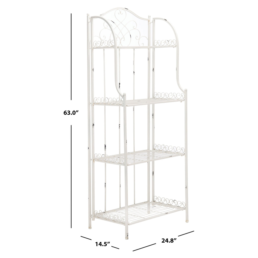 SAFAVIEH Bryn Victorian Wrought Iron 4-Tier Outdoor Bakers Rack - 25 In. W x 15 In. D x 63 In. H - 25W x 15D x 63H