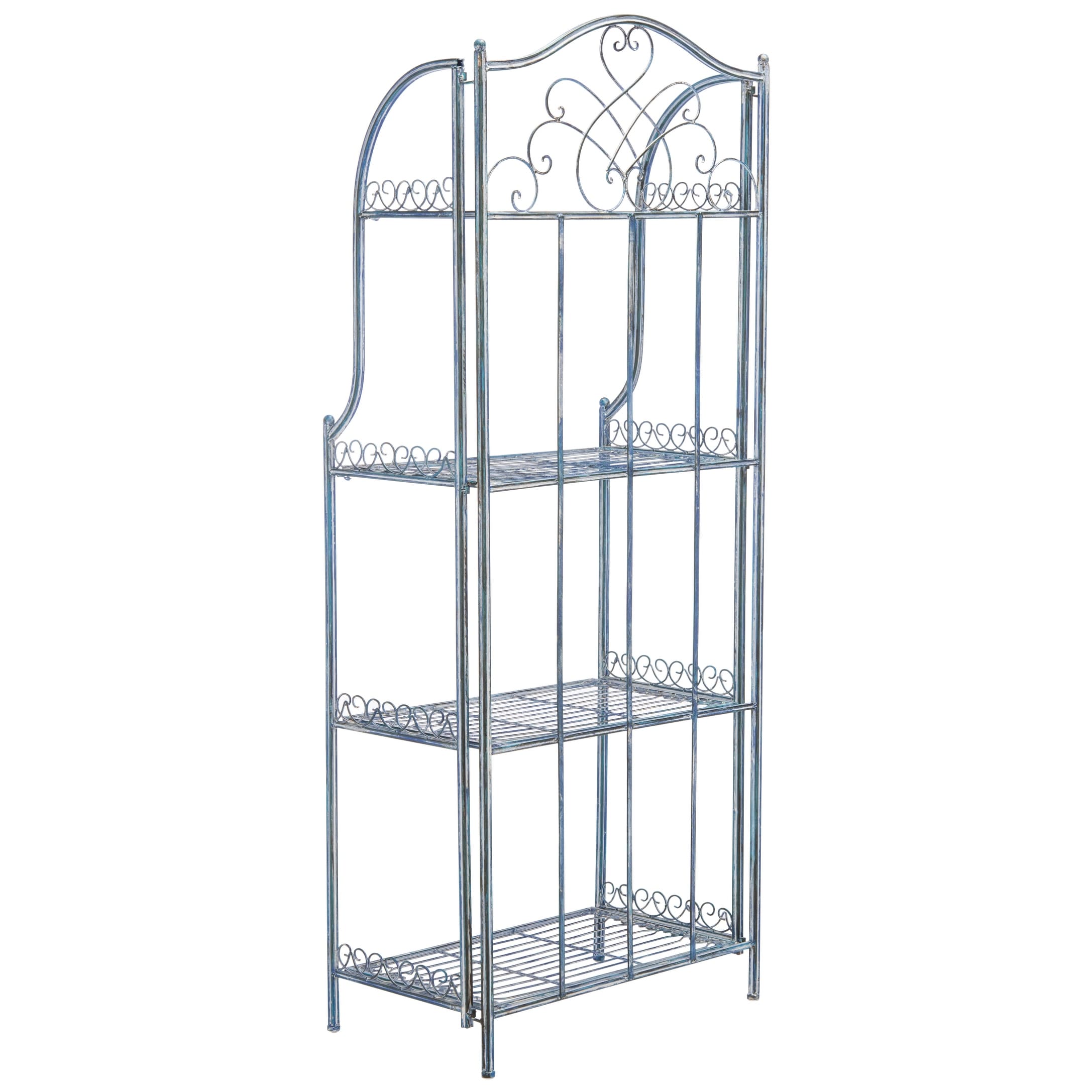 SAFAVIEH Bryn Victorian Wrought Iron 4-Tier Outdoor Bakers Rack - 25 In. W x 15 In. D x 63 In. H - 25W x 15D x 63H