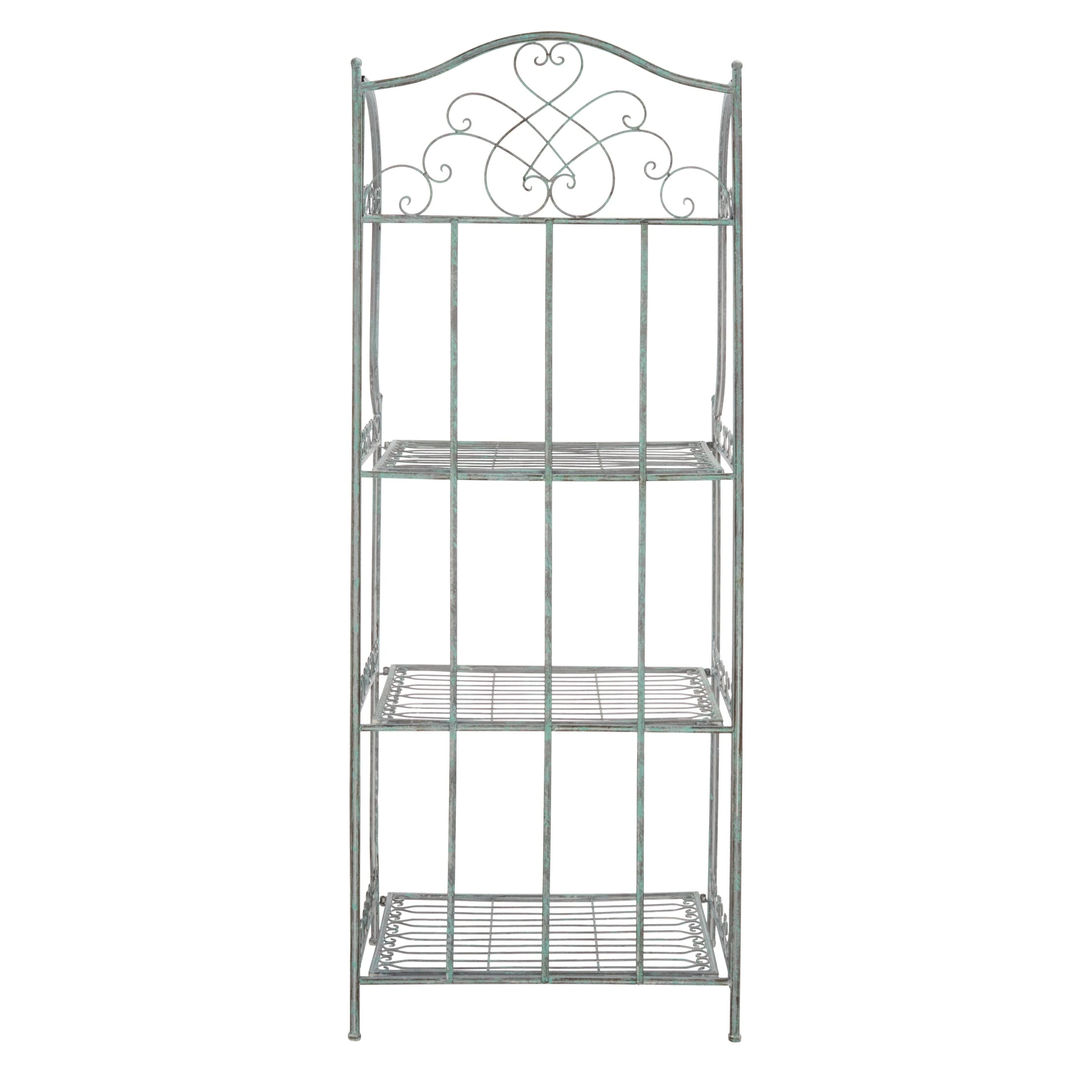 SAFAVIEH Bryn Victorian Wrought Iron 4-Tier Outdoor Bakers Rack - 25 In. W x 15 In. D x 63 In. H - 25W x 15D x 63H