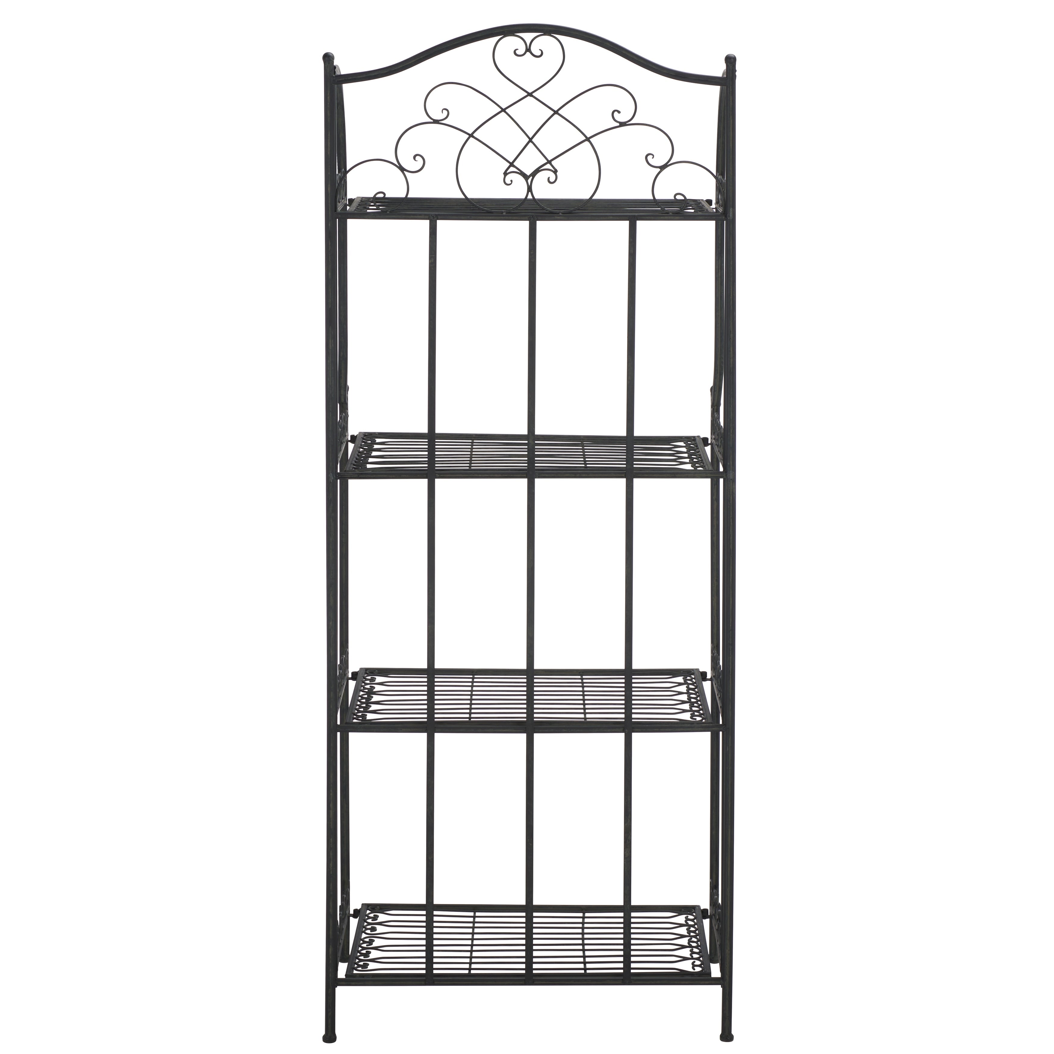 SAFAVIEH Bryn Victorian Wrought Iron 4-Tier Outdoor Bakers Rack - 25 In. W x 15 In. D x 63 In. H - 25W x 15D x 63H