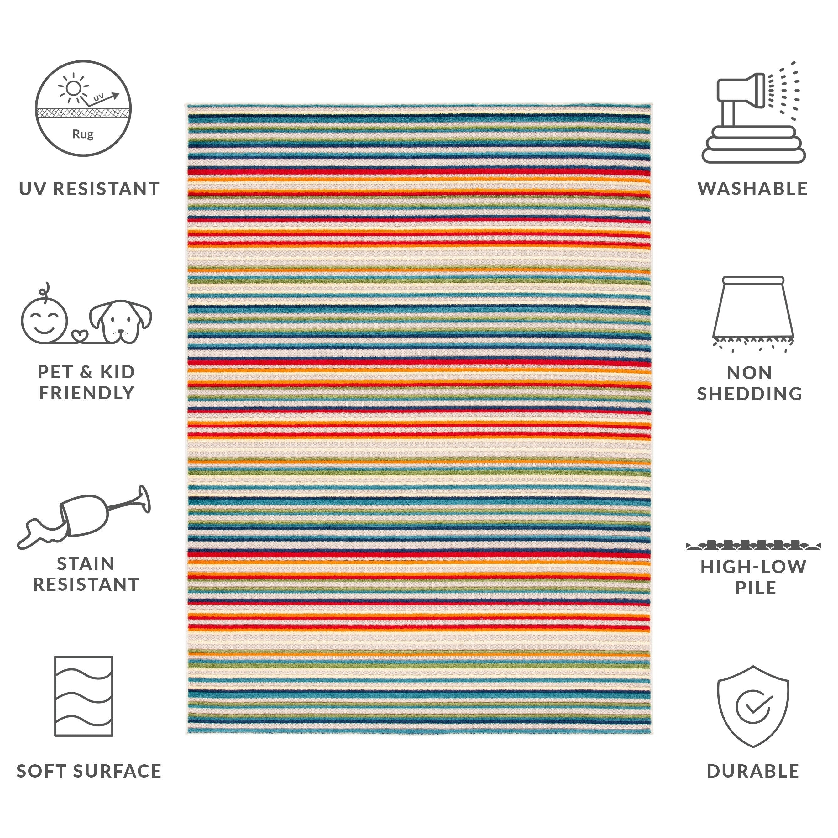 SAFAVIEH Cabana Gafia Indoor/ Outdoor Waterproof Patio Stripe Rug