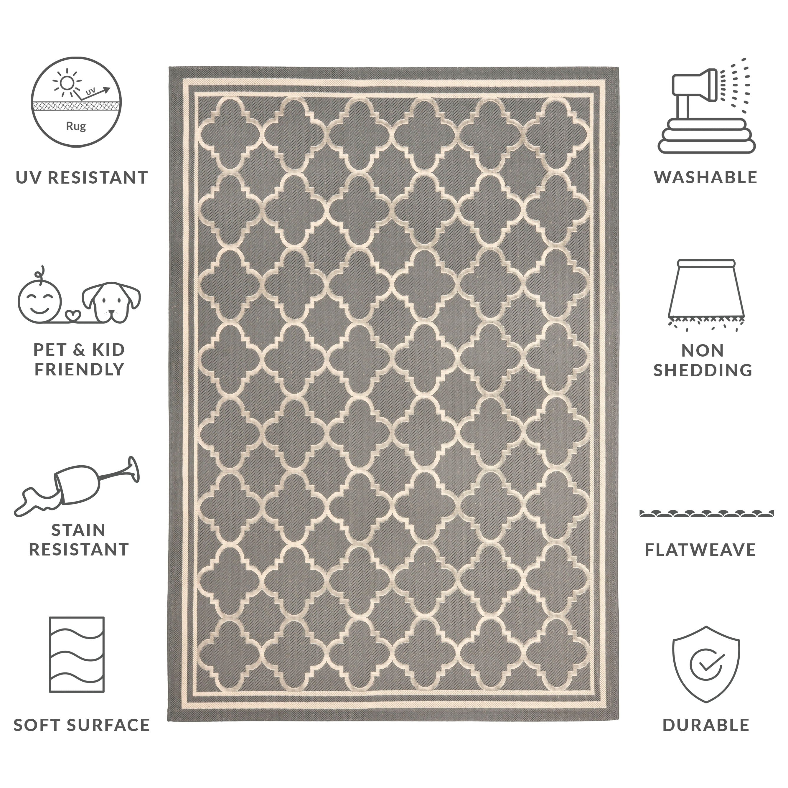 SAFAVIEH Courtyard Kristelle Indoor/ Outdoor Waterproof Patio Backyard Rug