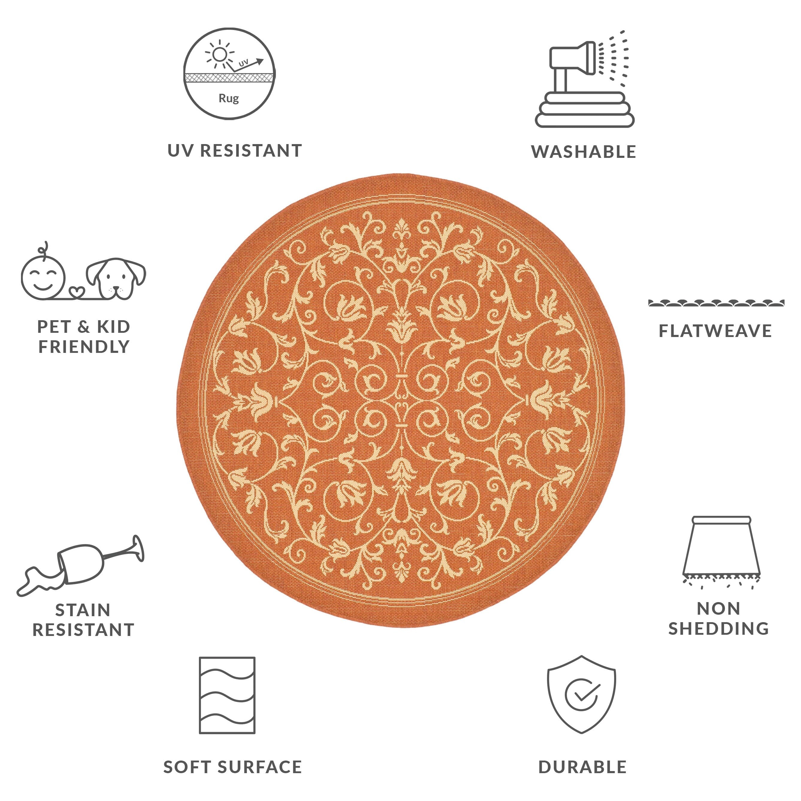 SAFAVIEH Courtyard Miljeta Indoor/ Outdoor Waterproof Patio Backyard Rug