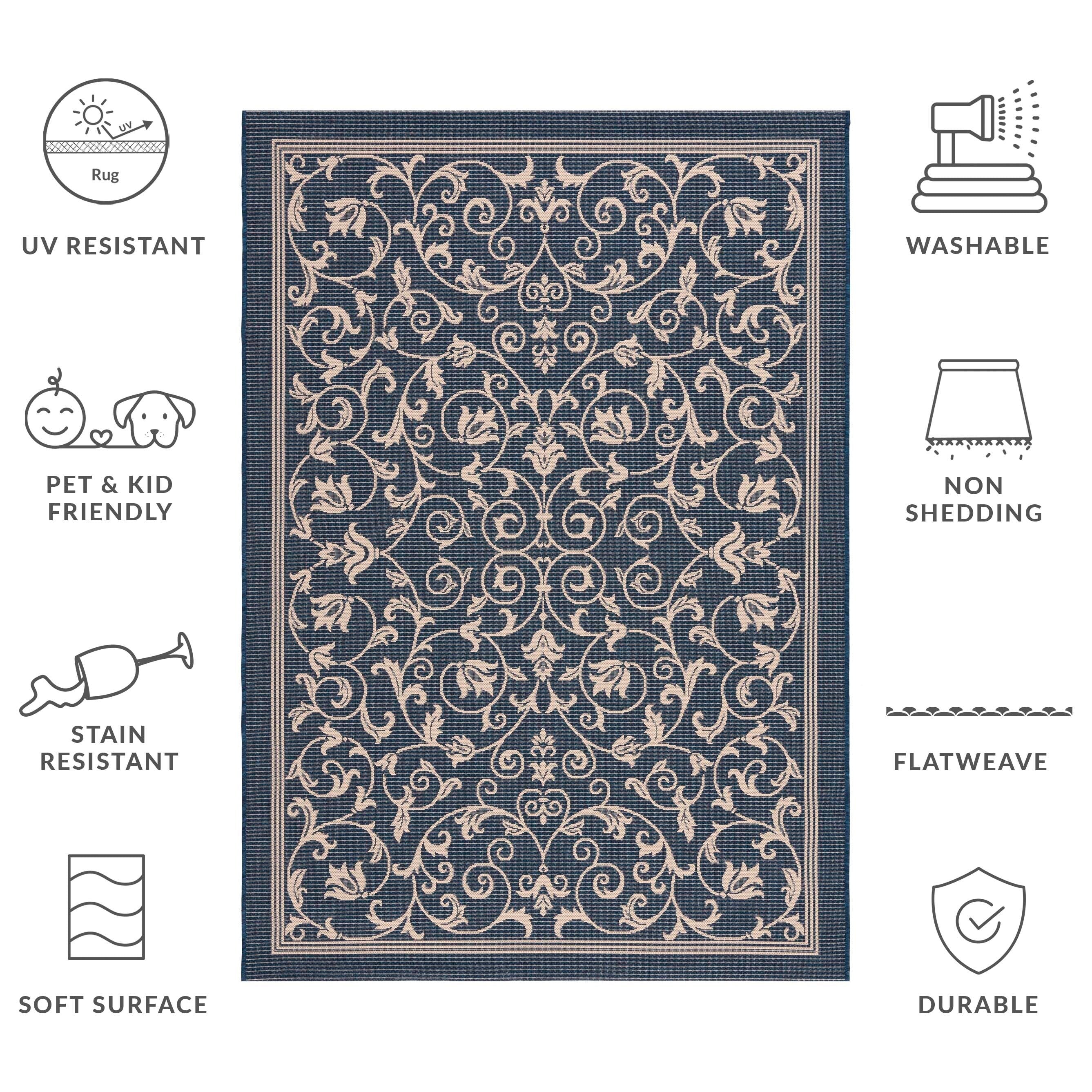 SAFAVIEH Courtyard Miljeta Indoor/ Outdoor Waterproof Patio Backyard Rug