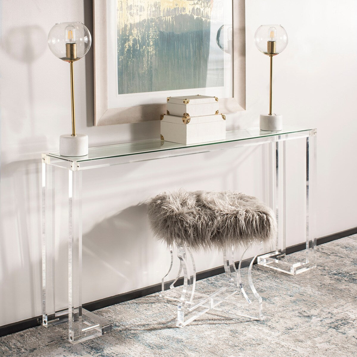 SAFAVIEH Couture Camryn Acrylic Console Table - Clear - 60 W x 10 L x 30 H - 52Wx10Dx30H