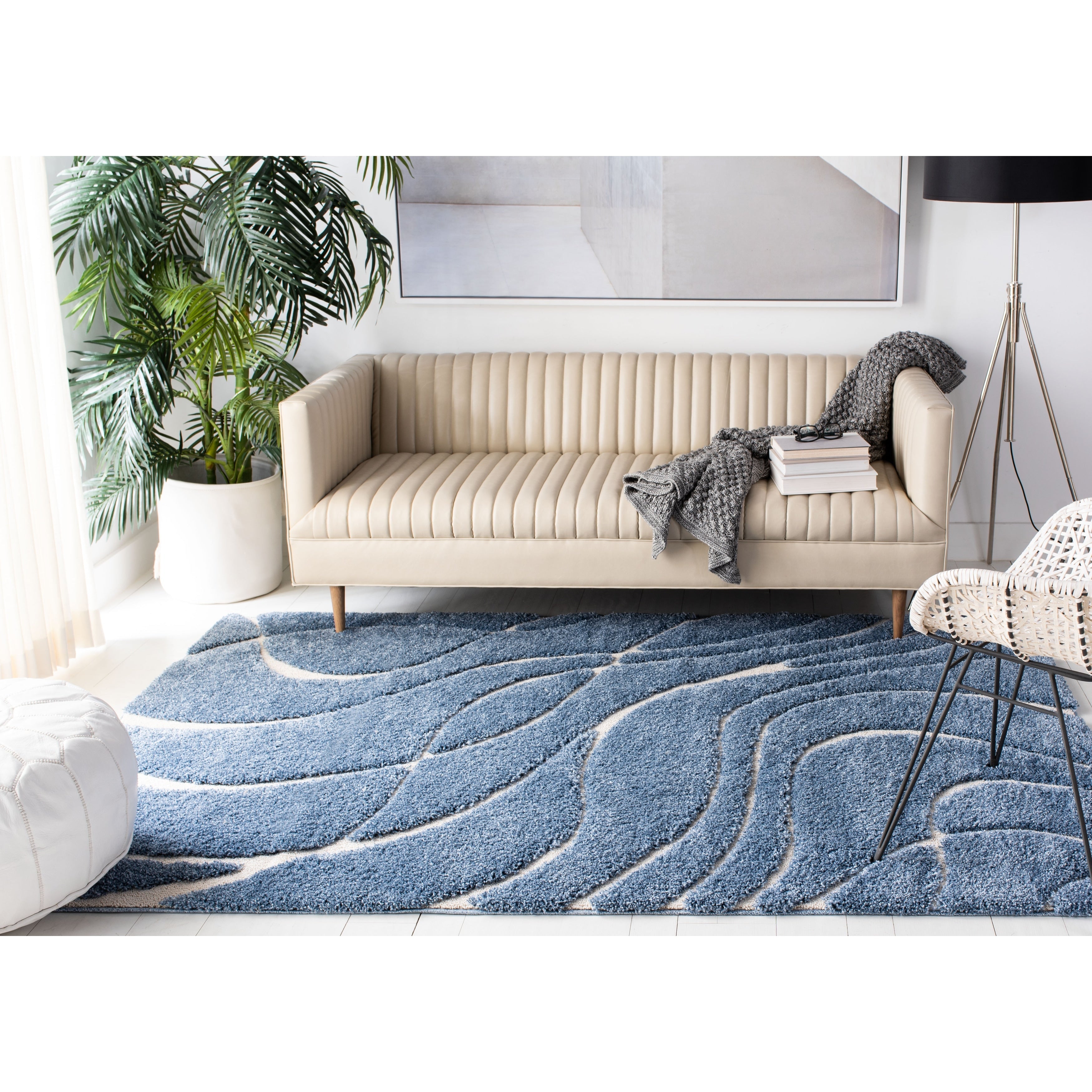 SAFAVIEH Florida Shag Staka Abstract Waves 1.2-inch Area Rug