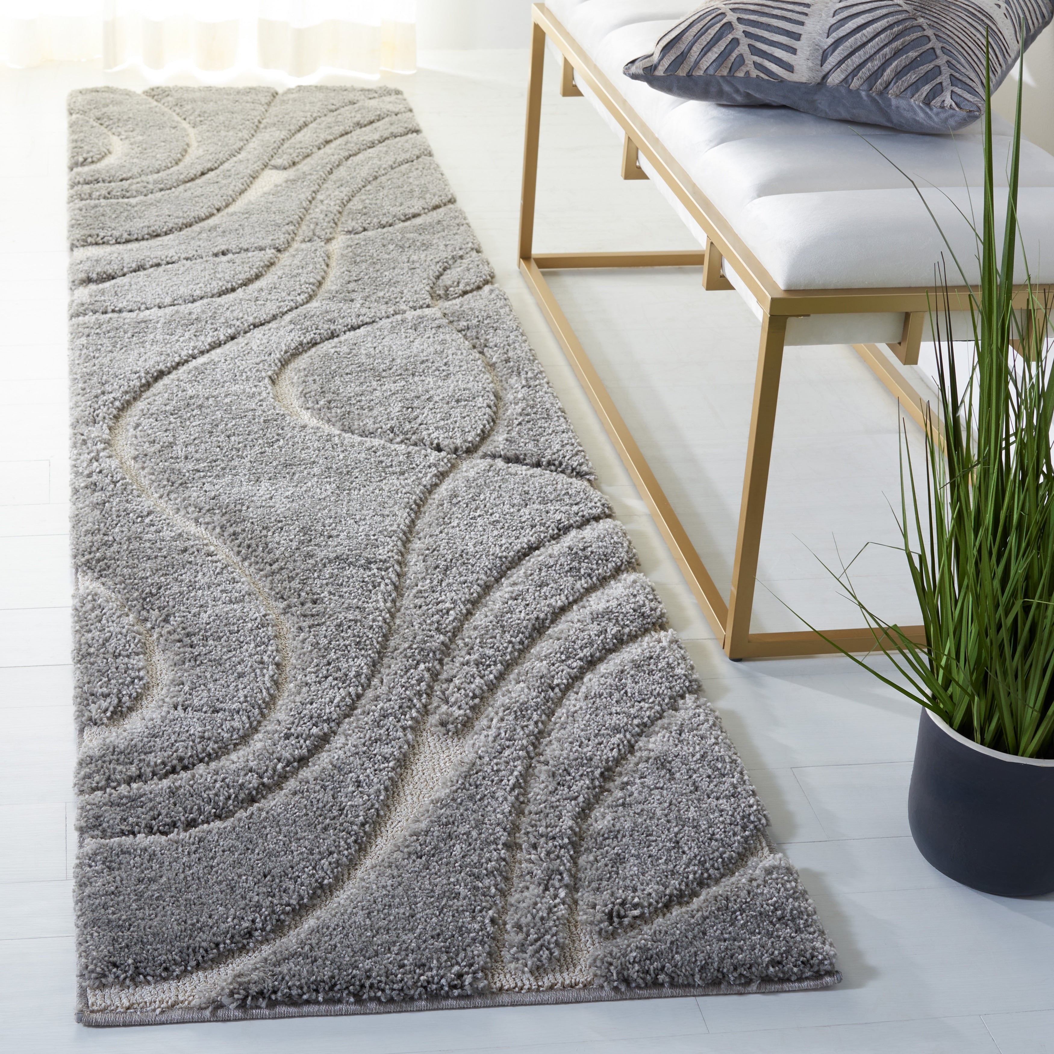 SAFAVIEH Florida Shag Staka Abstract Waves 1.2-inch Area Rug