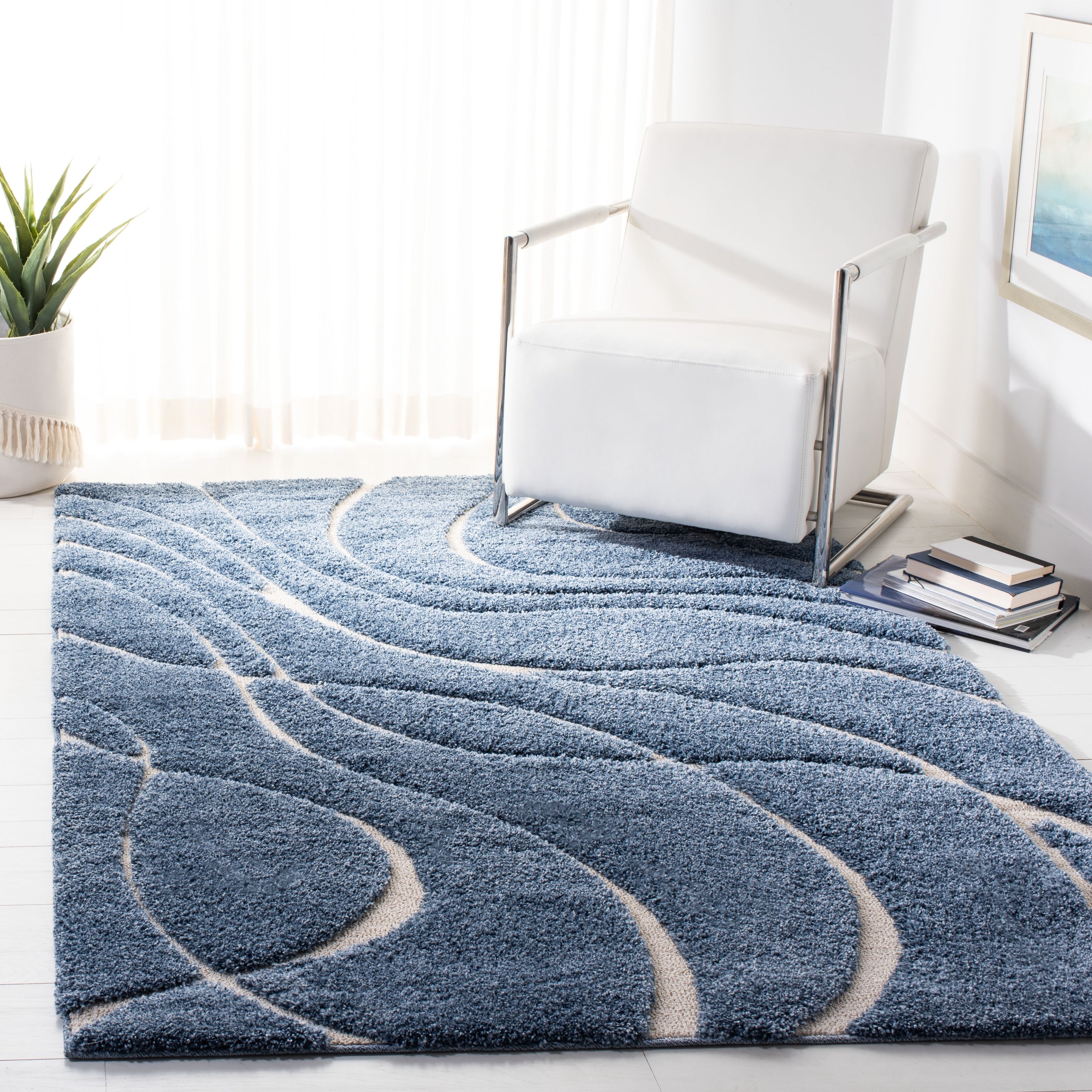 SAFAVIEH Florida Shag Staka Abstract Waves 1.2-inch Area Rug