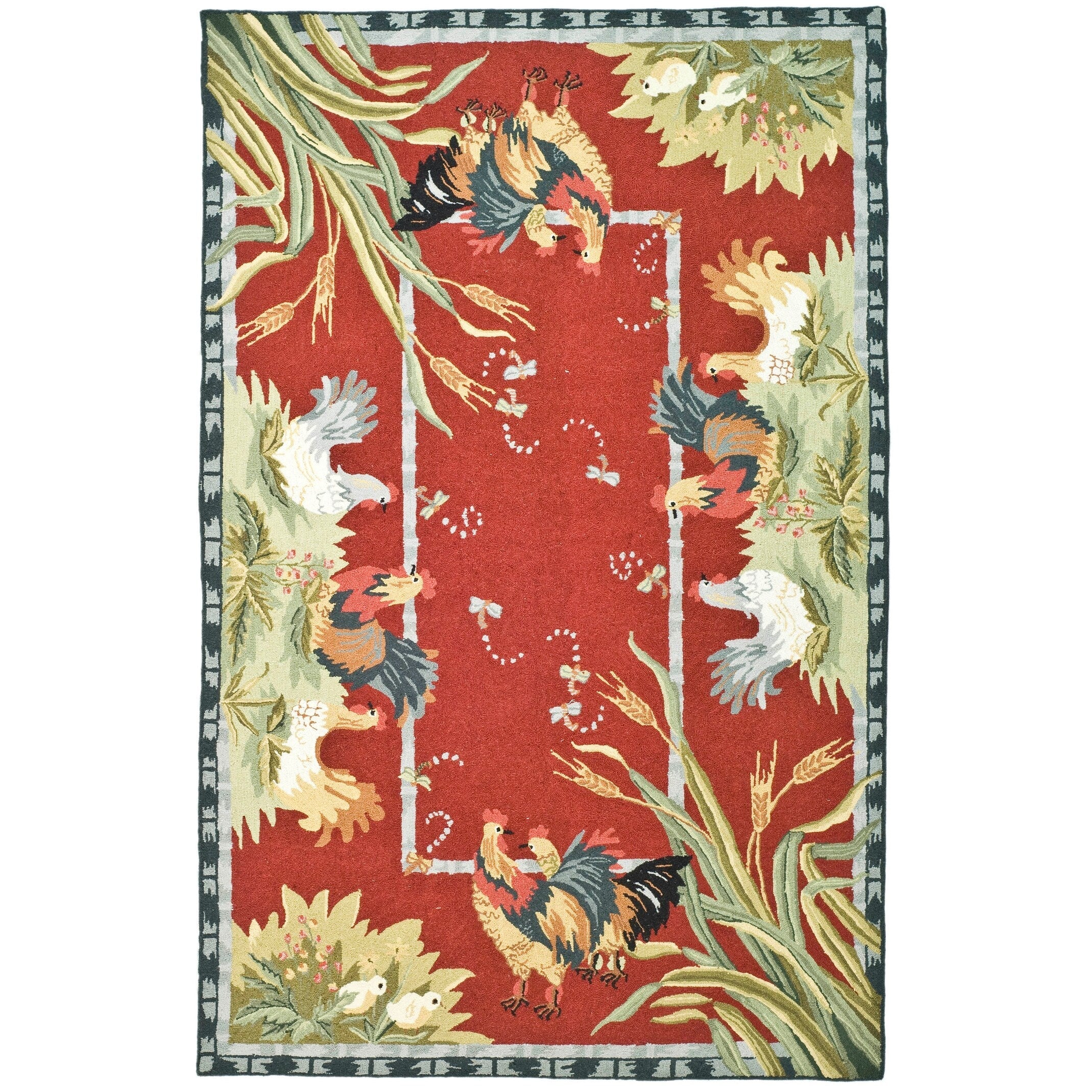 SAFAVIEH Handmade Chelsea Yauheniya French Country Rooster Wool Rug