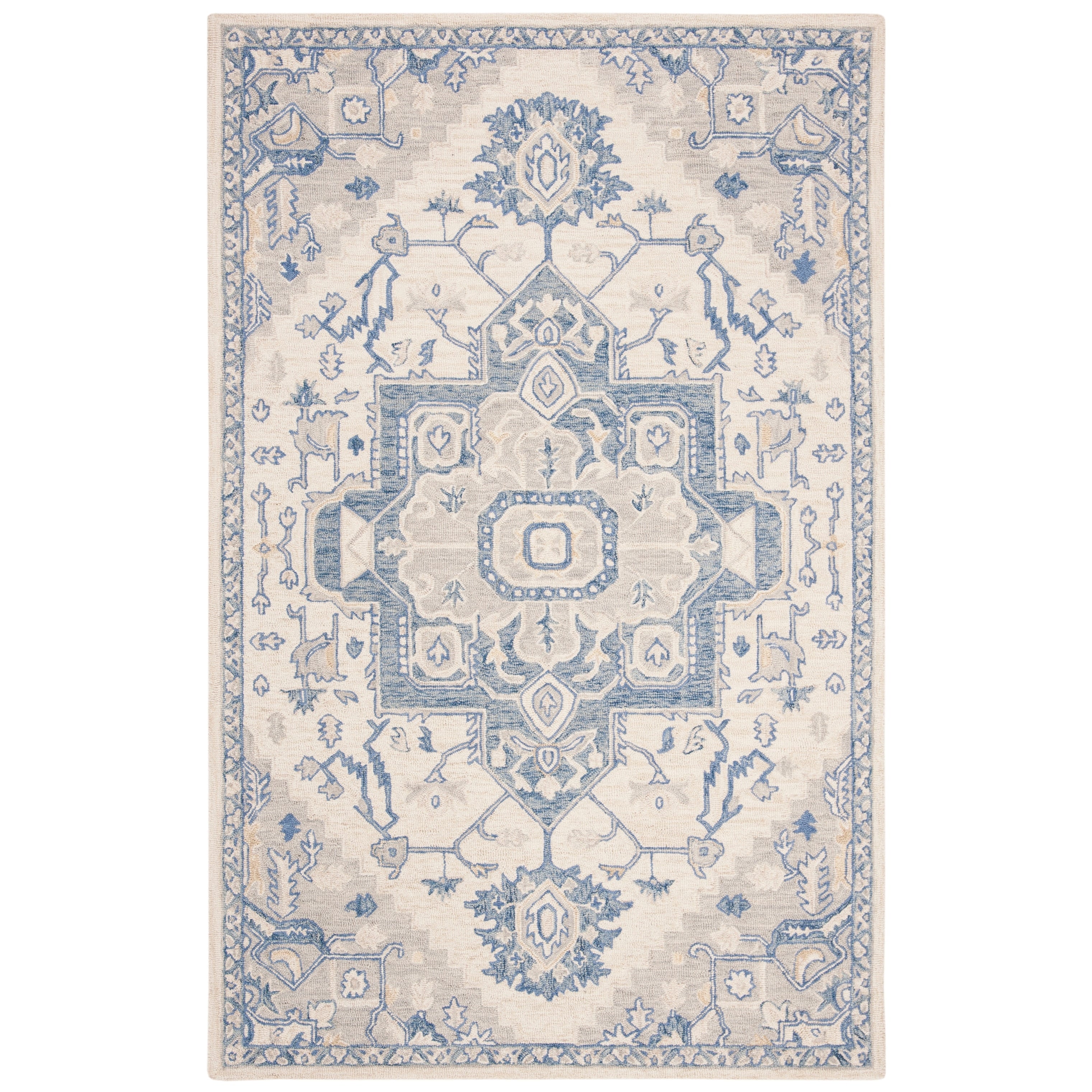 SAFAVIEH Handmade Micro-Loop Gulseven Medallion Wool Rug